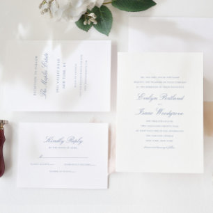 Invitation Élégant classique Dusty Blue Mariage