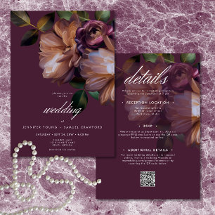 Invitation Élégant Classique Floral Bourgeois Burgundy Recto-