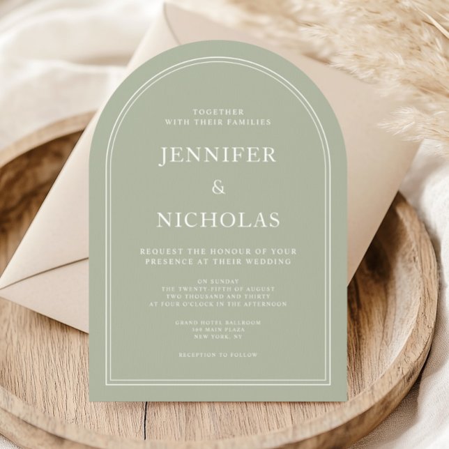 Invitation Élégant classique Formal Sage Mariage vert (Elegant Classic Formal Sage Green Wedding Invitation)