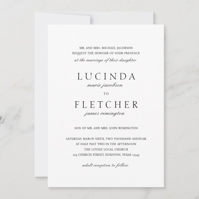 Invitation Élégant Classique Forme Tout en un Mariage (Devant)