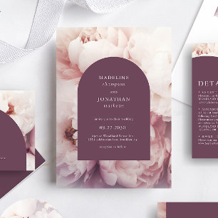 Invitation Élégant classique Regal Purple Peonies Arch Mariag
