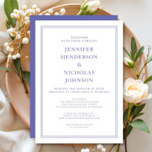 Élégant classique violet et blanc Mariage virtuel 