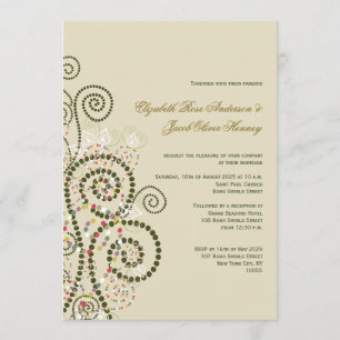 Invitation Elégant Classy Boho Green Spirals Mariage Invitati