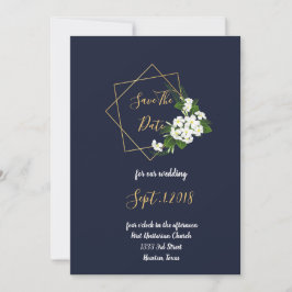 Invitation Elegant Classy Navy Géométrique enregistrer la dat