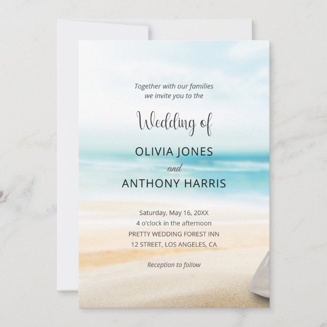 Invitation Elegant Coastal Beach Wedding (Devant)