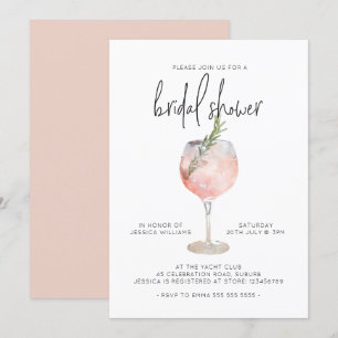 Invitation Élégant Cocktail rose Fête des mariées de Brunch B