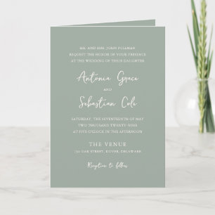 Invitation Élégant code QR vert sauge mariage moderne