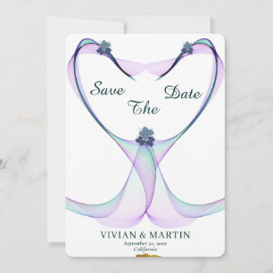Invitation Elégant Coeur Doré Et Violet Économisez La Date
