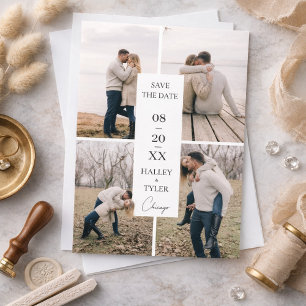 Invitation Élégant Collage Photo de Mariage Save the Date
