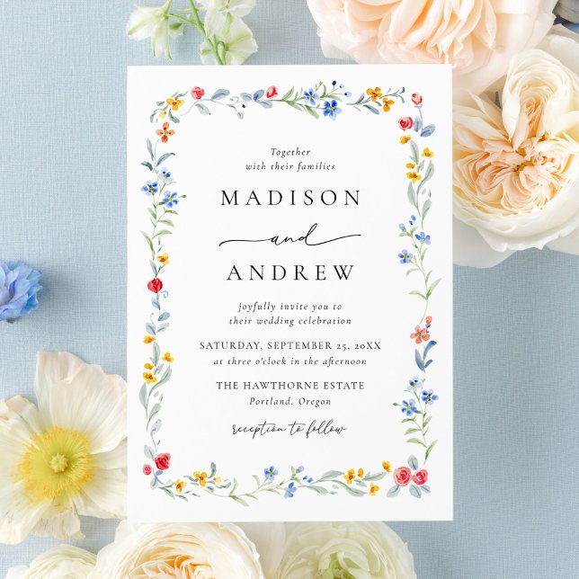 Invitation Elegant Colorful Wildflower Meadow Wedding (Créateur téléchargé)