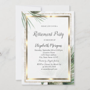 Invitation Élégant Confetti Cadre Pine Tree Retraite