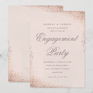 Invitation Élégant Confetti Rose Gold Engagement Party