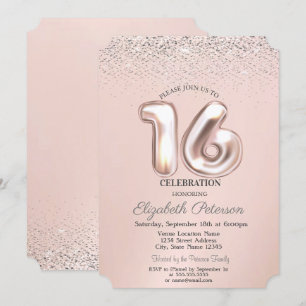 Invitation Élégant Confetti Sweet tendance 16
