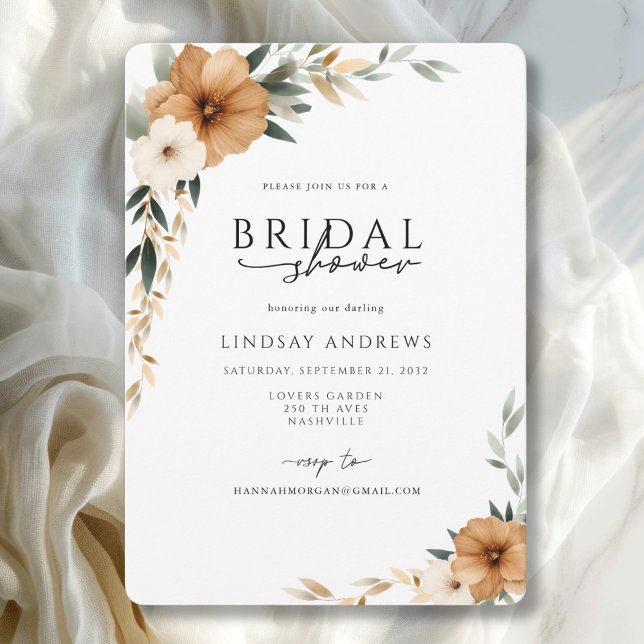 Invitation Elegant Copper & Earthy Botanical Bridal Shower (Elegant Copper & Earthy Botanical Bridal Shower Invitation)