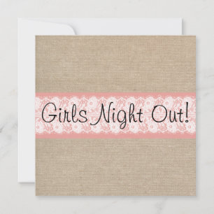 Invitation Elégant Coral Burlap Dentelle Filles Nuit Sortir I