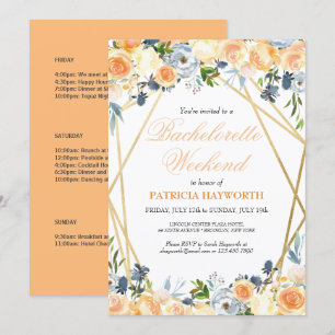 Invitation Elégant Coral Floral Bachelorette Week-end
