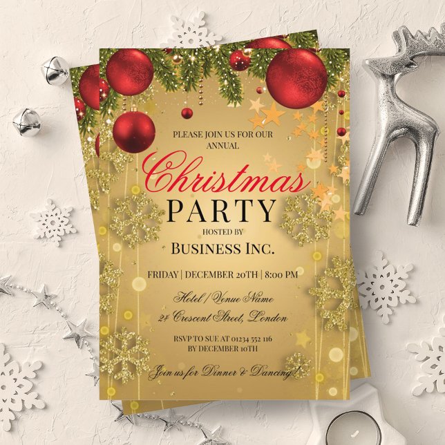 Invitation ELEGANT Corporate Gold Glam Christmas Party (ELEGANT Corporate Gold Winter Glam Christmas Party Invitation)