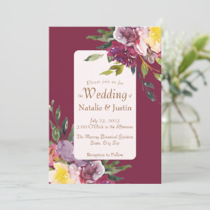 Invitation Elégant couleur brillant Loose Aquarelle Floral