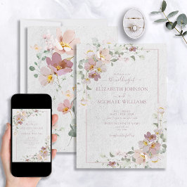 Invitation Elégant couleur rose pâle Mariage floral