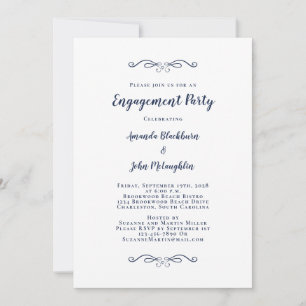 Invitation Élégant Couple de Fête de Fiançailles Calligraphie
