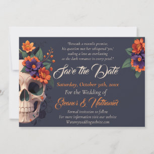 Invitation Élégant crâne floral gothique 3D Enregistrer la da
