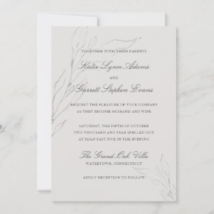 Invitation Élégant crayon gris Mariage Feuille esquissé