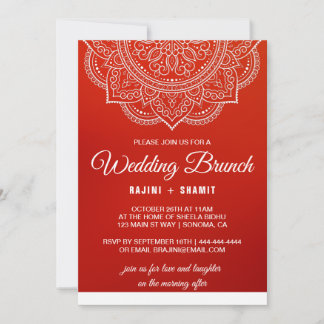 Invitation Élégant Crimson blanc Mariage Paisley Brunch