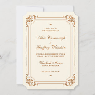 Invitation Élégant cuivre ivoire Vintage Mariage formel