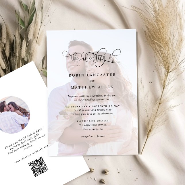 Invitation Elegant Custom Photo with QR Code Wedding (Créateur téléchargé)