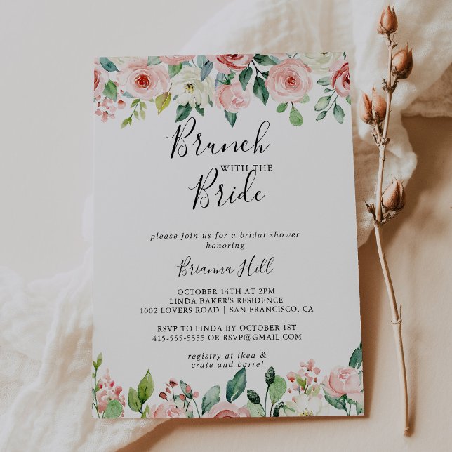 Invitation Élégant Dainty Brunch floral avec la douche de mar (Créateur téléchargé)