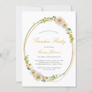 Invitation Elégant Daisy Wreath Garden Fête Anniversaire