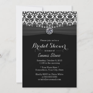 Invitation Elégant Damask Fête des mariées moderne diamant