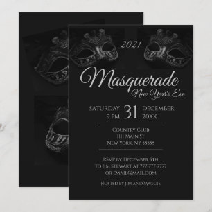 Invitation Élégant Dans Black Masquerade Party