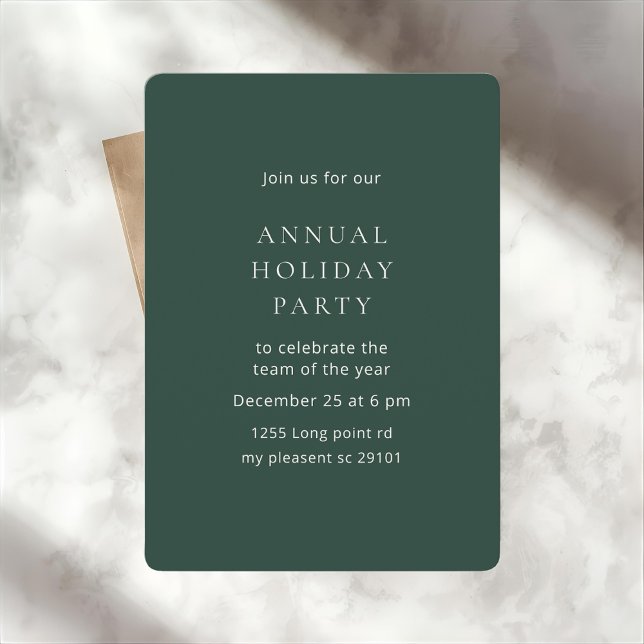Invitation Elegant Dark Green Annual Holiday Party (Créateur téléchargé)