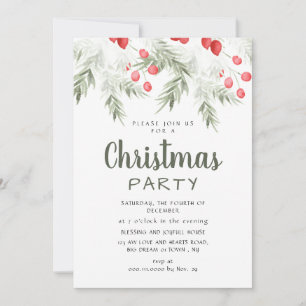Invitation Élégant décor de Noël aquarelle de verdure pour fê