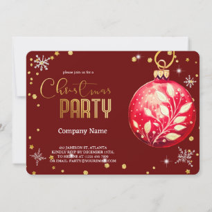 Invitation Élégant décor magique de Noël rouge