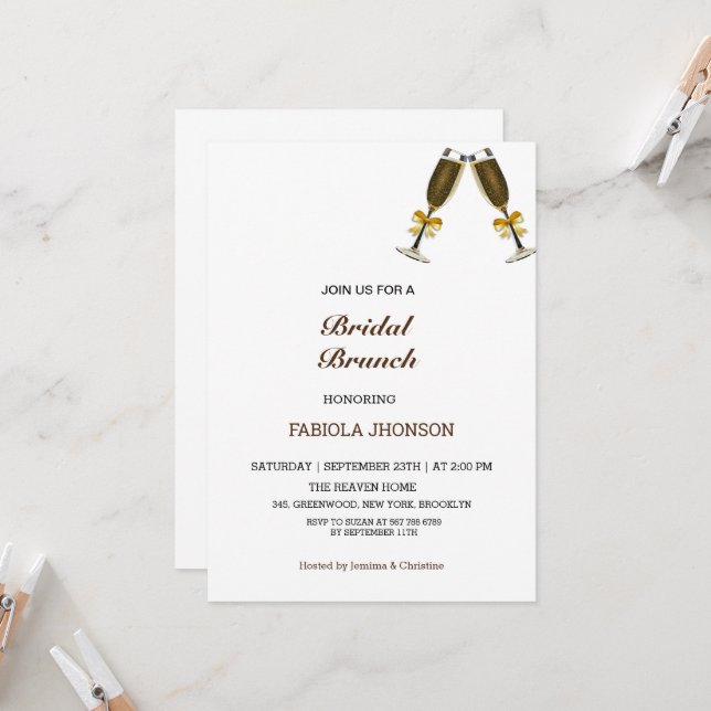 Invitation Élégant déjeuner de baby shower de mariage (Devant/Arrière en situation)