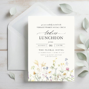 Invitation Élégant déjeuner de charité Fleurs sauvages florau