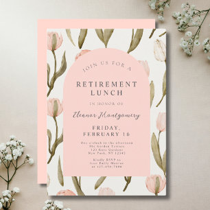Invitation Élégant déjeuner de retraite rose floral
