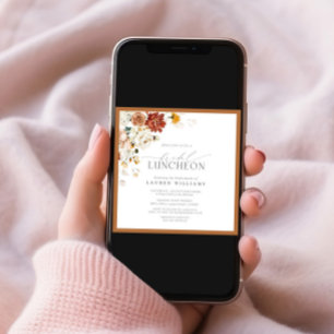 Invitation Élégant déjeuner nuptial rouille florale orange