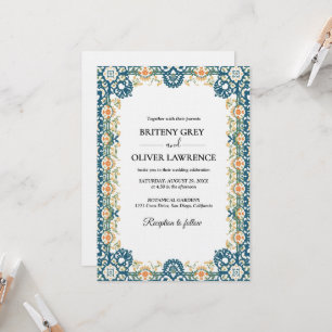 Invitation Élégant désherbage de Papel Picado bleu