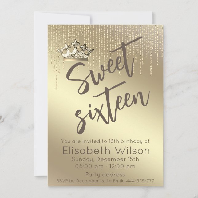 Invitation Élégant design moderne écriture or doux 16 (Devant)