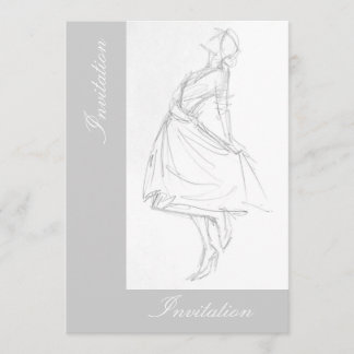 Invitation Élégant dessin au crayon de femme en robe