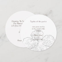 Élégant Dessin au Trait Floral Noir et Blanc Rond