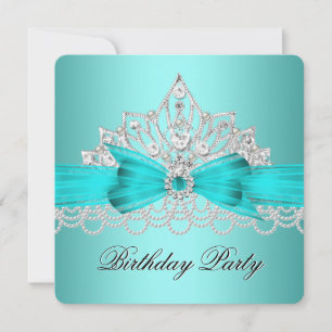 Invitation Elégant Diamant Bleu Turquoise Perles Bijoux Tiara