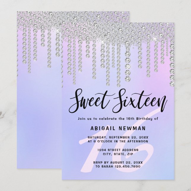 Invitation Élégant diamant moderne de poussette goutte sweet  (Devant / Derrière)