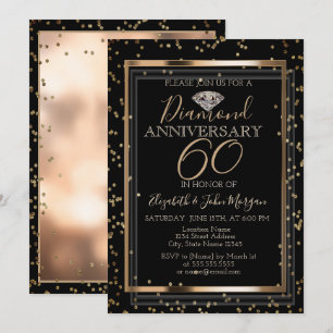 Invitation Élégant Diamants élégant, Anniversaire Mariage de 