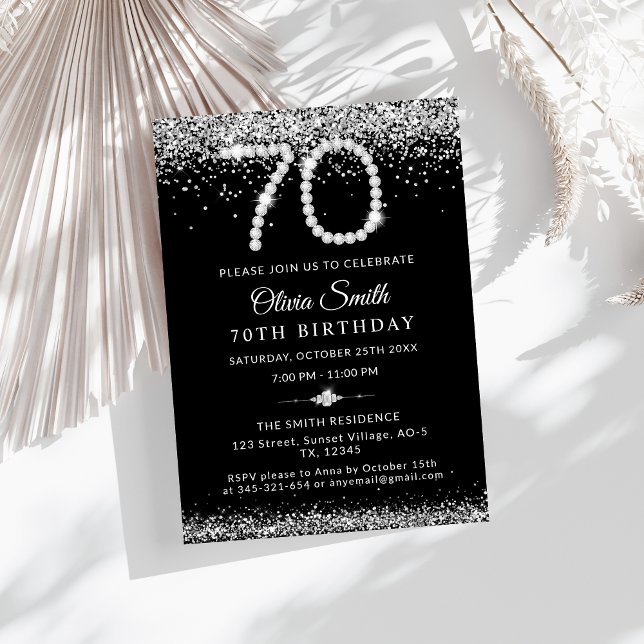 Invitation Elegant Diamonds 70e fête d'anniversaire (Créateur téléchargé)