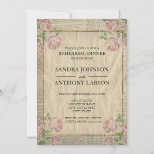 Invitation Élégant dictionnaire Impression et répétition Rose