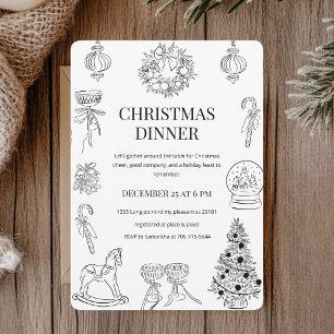Invitation "Élégant dîner de Noël à la main